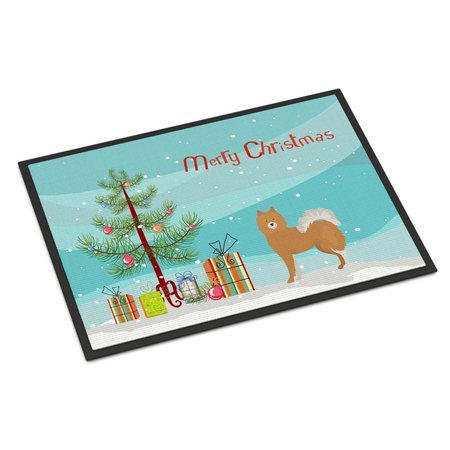 CAROLINES TREASURES 18 x 27 in. Brown & White Elo Dog Christmas Tree Indoor or Outdoor Mat CK3451MAT